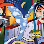 Die Zeit mit Magritte, Acryl auf Leinwand, 160x120 cm